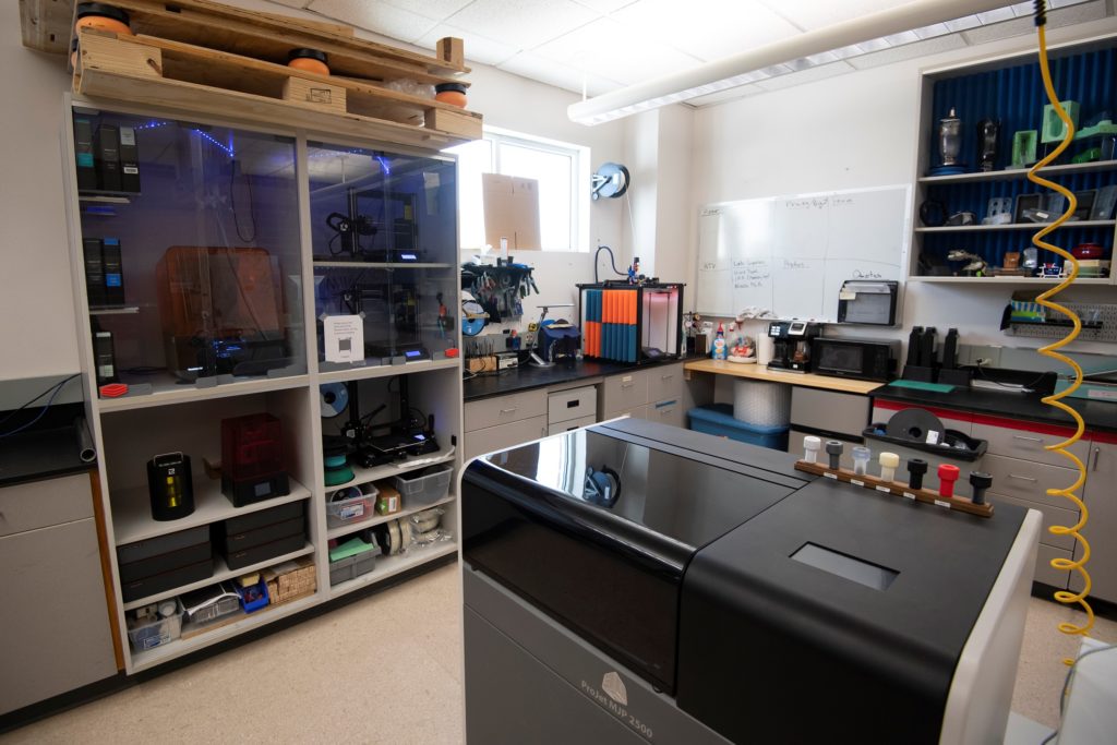 An image of new 3D printers in the NPD lab.
