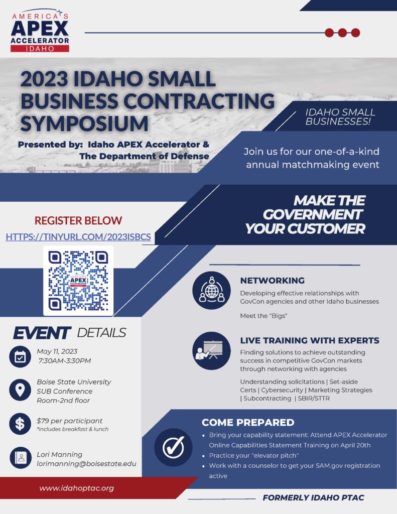 Idaho Small Business Contracting Symposium (ISBCS) - May 11 at Boise State  - TechHelp Idaho